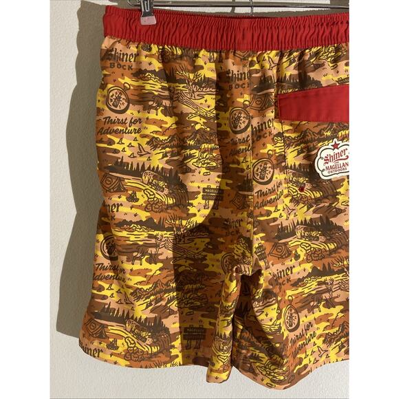 Magellan x Shiner Bock Beer Mens Swim Trunks Shorts Camouflage Camp Bottoms Med - Picture 7 of 11